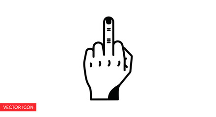 Obraz premium Middle Finger Gesture Icon Vector - Expressing Defiance and Disrespect