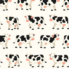 Cow Farm Seamless Pattern