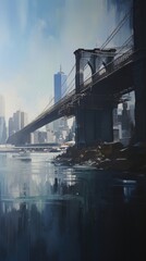 Fototapeta premium The view of brooklyn bridge architecture cityscape building.