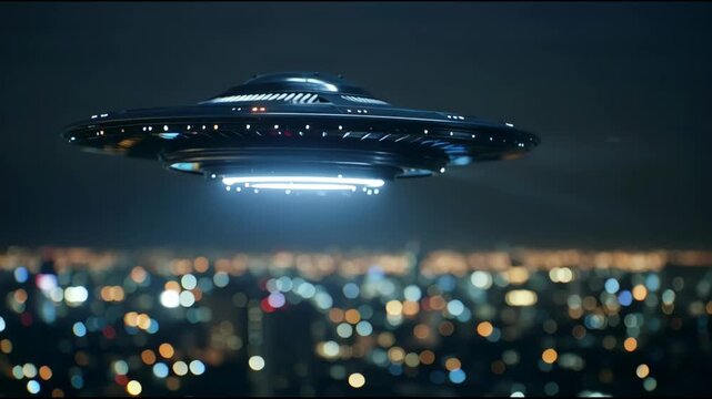 UFO Sightings, Alien Spaceship Flying in Night Sky, Extraterrestrial Life