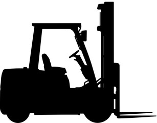 Black Forklift Silhouette Industrial Lift Truck Isolated Vector Graphic © Rezowan 
