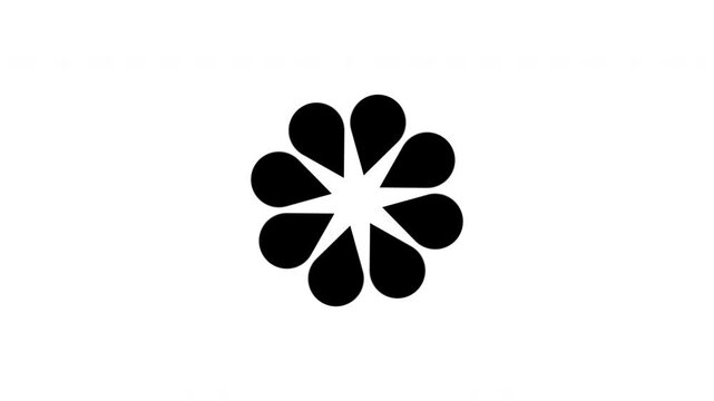 Loading Circle Petal Flower Spinner Loop Animation Black Isolated On White Background