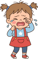 Cute crying boy sad emotion cartoon character illustration