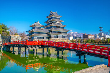 Obraz premium Matsumoto Castle at sunset in Nagano in Japan
