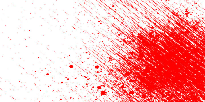 Red abstract background featuring a vector illustration of grunge blood splatters and paint drips with a watercolor texture pattern on a red wallpaper backdrop