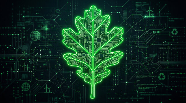 Green Circuit Leaf Sustainable Technology Background