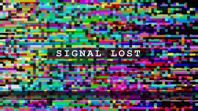 Signal Lost Distorted TV Screen Static.