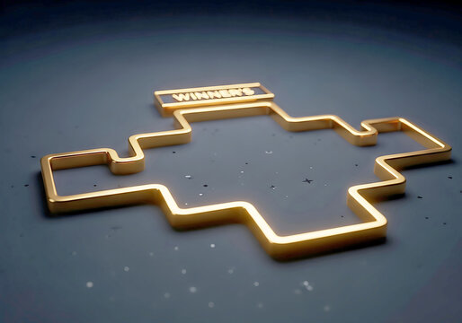 Golden outline of a march madness bracket logo with the chevrolet bowtie symbol inside