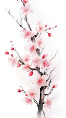 Pink plum blossom chinese brush flower plant petal.