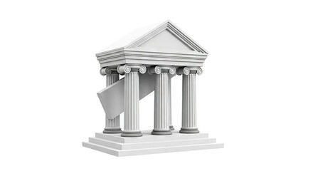 Fototapeta premium Ancient Greek Building Facade with Broken Column