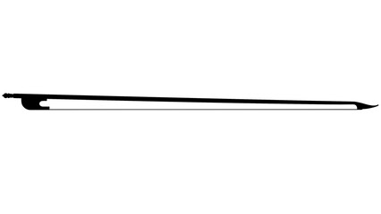 Black silhouette of a violin bow isolated on a transparent background. Clean shape, simple outline and minimal details suitable for musical, graphic and educational uses.