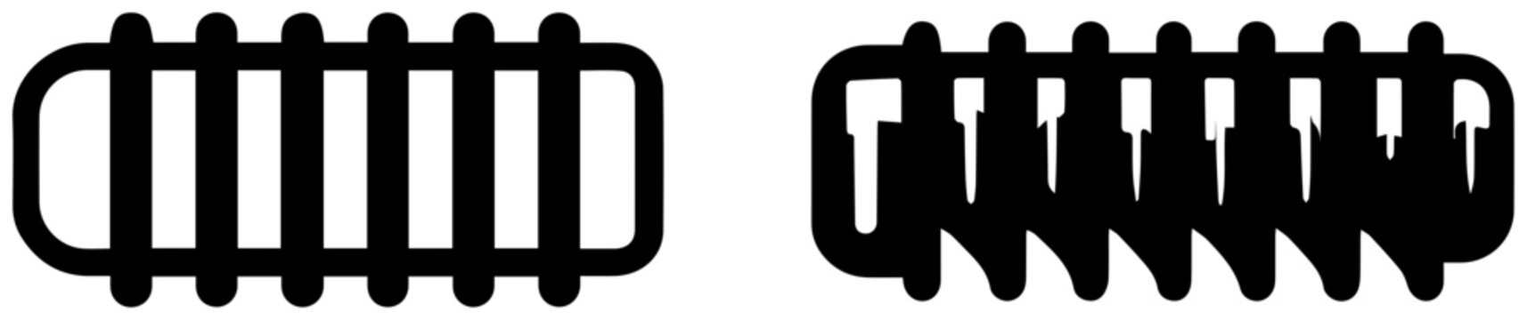 Threaded lead screw rod icons black and white graphic symbols for engineering and industrial applications