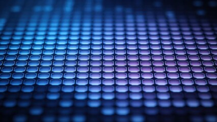 Fototapeta premium Abstract glowing blue and purple hexagonal grid pattern futuristic technology background digital network concept 3D render depth of field neon lights cyber security data flow