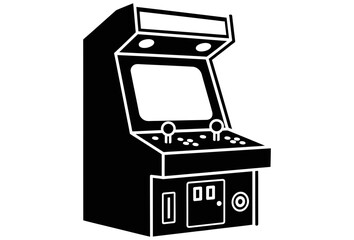 Classic upright arcade game machine silhouette representing retro gaming culture and vintage entertainment, perfect for designs requiring an iconic nostalgic feel from the golden age of video games.