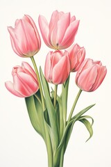 Naklejka premium Pink tulip bouquet flower plant inflorescence.