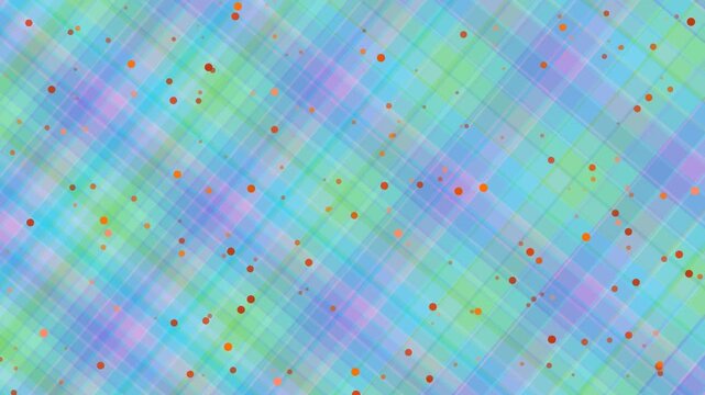 A seamless geometric pattern featuring a vintage colorful backdrop of pink and blue polka dots with mosaic circle textures for an abstract vector art wallpaper illustration