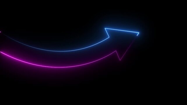 Glowing neon Business operational changes. Successful business turnaround and performance recovery. Businessperson tapping a rising arrow. 4k video