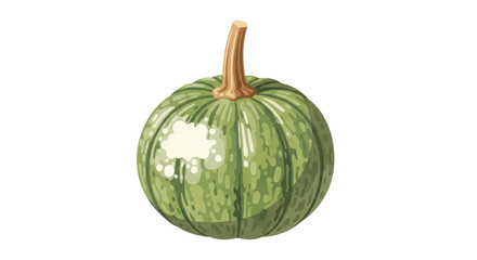 Green Striped Round Pumpkin with Stem Illustration isolated PNG with Transparent Background