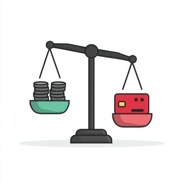 Balancing wealth and spending with a minimal vector illustration of a scale in a modern style. Money Smart Week