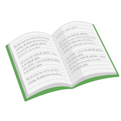 Obraz premium 斜めから見た、シンプルな開いたノートのイラスト 文字あり カラー 線なし