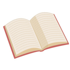 斜めから見た、シンプルな開いた本のイラスト カラー 線なし