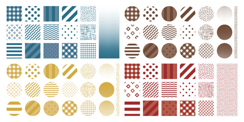 円形と四角形のシームレスな幾何学パターンセット