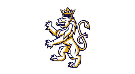 Fototapeta premium Illustration of a regal lion with a crown, symbolizing courage and strength, in a dynamic pose
