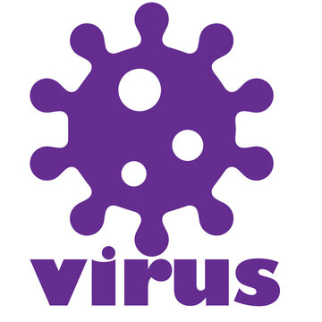 virus, purple virus, virus text, icon, isolate on white,