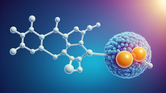 Biomedical illustration of hydroxyl radical and peroxide molecule interaction. scientific concept depicting cellular stress and chemical reaction for chemistry research