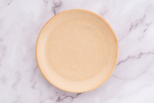 Cream Ceramic Dinner Plate Top View