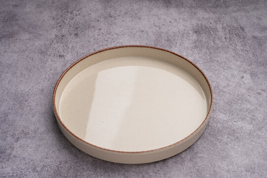 Beige Ceramic Dessert Plate Marble Background