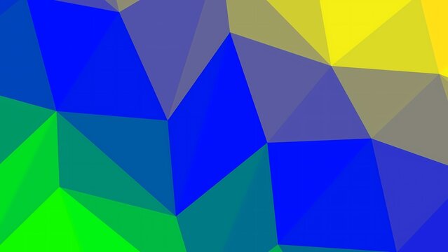 An abstract geometric background featuring a vibrant low-poly design with a gradient of blue, green, and yellow triangular facets.
