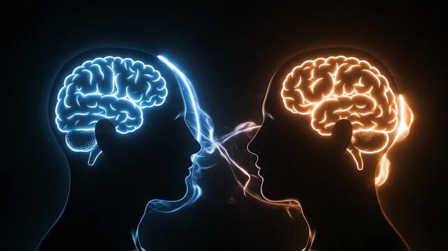 Human Brain Connection Concept Neural Communication Between Two Minds