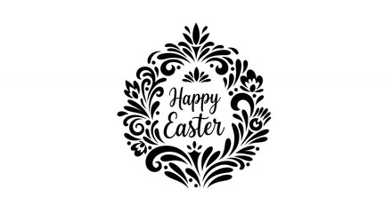 Obraz premium Elegant Happy Easter greeting with floral design elements