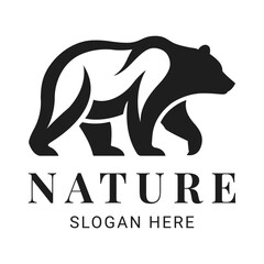 Obraz premium Bear Animal Logo Nature Silhouette Vector Illustration Design Representing Natural Wilderness and Wildlife