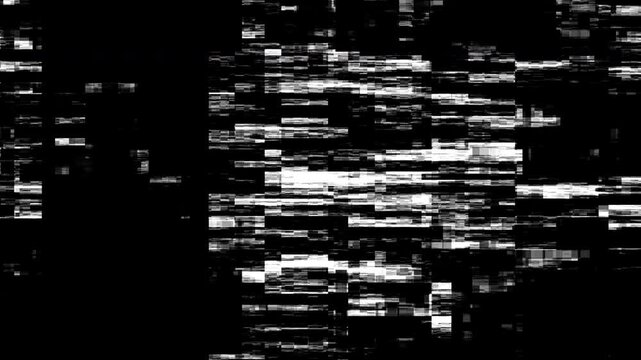 デジタル・グリッチノイズ素材 - モノクロ・データエラー背景
