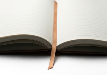 Naklejka premium Open book with brown bookmark on white background isolated on white background