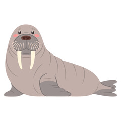 Fototapeta premium Animal icon walrus rendered as vector illustration, perfect for arctic themes, marine life symbols and educational wildlife artwork