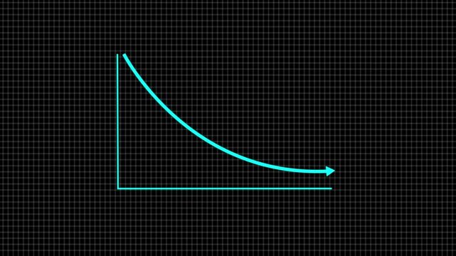 Red colorful downward trend arrow graph on black background symbolizing representing financial and market loss, market decline, business decrease, economic crisis, and negative growth concept.