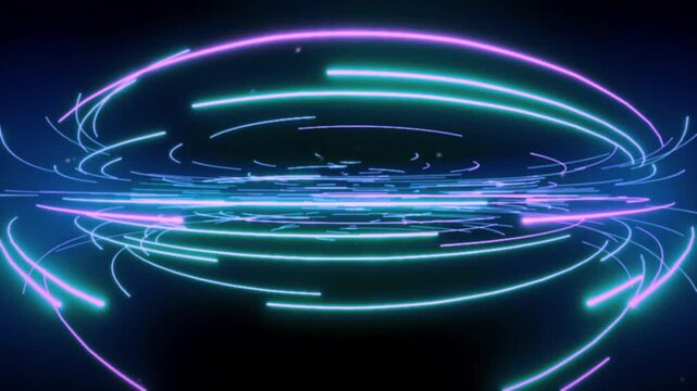 Neon Energy Rings Flow &ndash; Futuristic Tech Seamless 4K VJ Loop