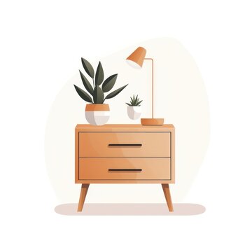 Bedstand flat vector illustration furniture sideboard drawer.