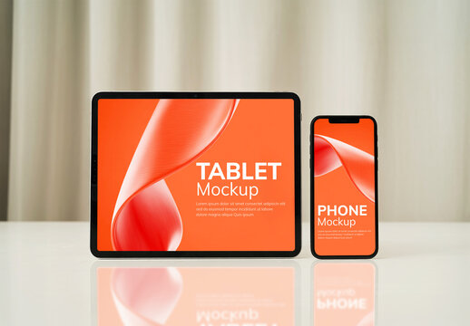 Realistic Tablet and Smartphone Mockup