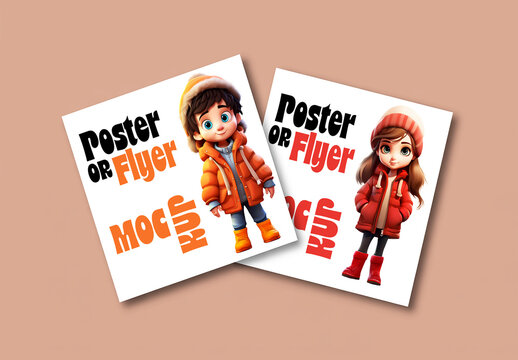 Square Poster or Flyer Mockup