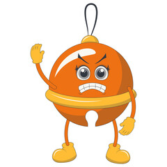 Obraz premium Groovy Hippie Christmas Character in Cartoon Design Style. Vector Illustration.