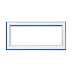 A simple blue rectangular shape with a white background and a thin border