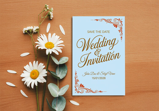 Wedding Invitation Card Mockup