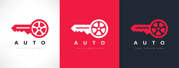 Car key logo vector. Tire and key design