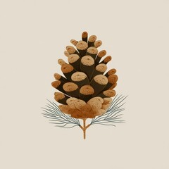 Fototapeta premium Detailed pine cone illustration