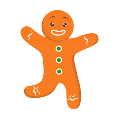 Obraz premium Christmas Gingerbread Man Character. Isolated on White Background. Vector Cartoon Illustration.