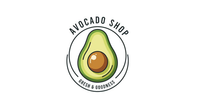 Avocado Half in Circular Logo Design.